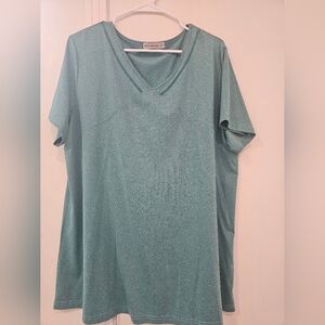 Teal V-Neck Short Sleeve Top